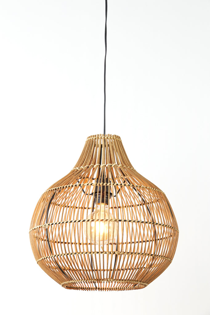 Light & Living - Hanglamp 'Pacino' (Maat M, Rattan, Donkerbruin)