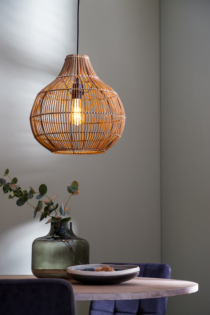 Light & Living - Hanglamp 'Pacino' (Maat M, Rattan, Donkerbruin)