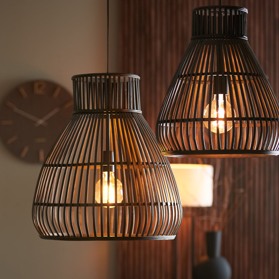 Light & Living - Hanglamp 'Timaka' (Rattan, Zwart)