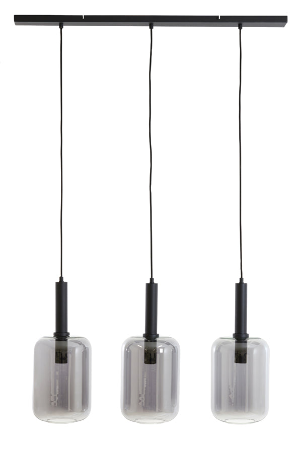 Light & Living - Hanglamp 'Lekar' (3 stuks, rookglas, Black)