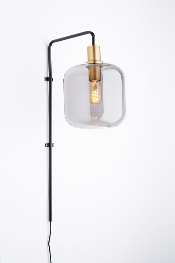 Light & Living - Wandlamp 'Lekar' (Antique Bronze & Smoked Glass)