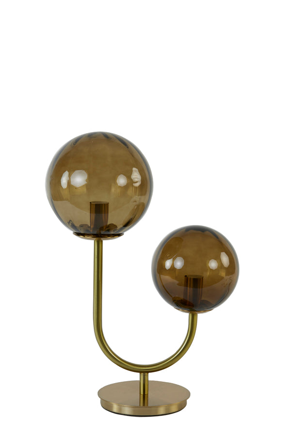 Light & Living - Tafellamp 'Magdala' (2 lampen, Glass Brown & Gold)