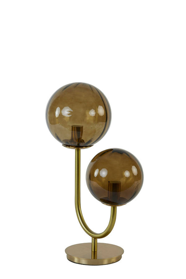 Light & Living - Tafellamp 'Magdala' (2 lampen, Glass Brown & Gold)