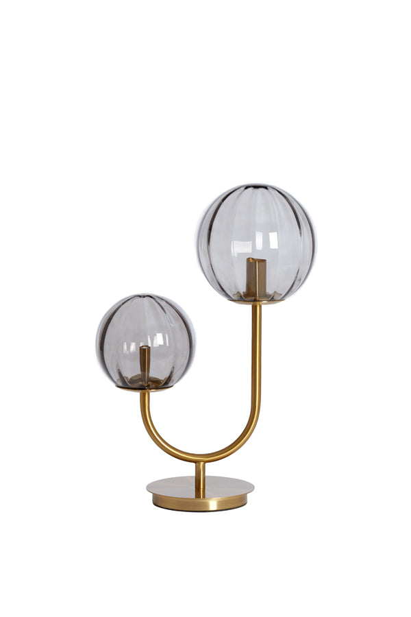 Light & Living - Tafellamp 'Magdala' (2 lampen, Glass Light Grey & Gold)