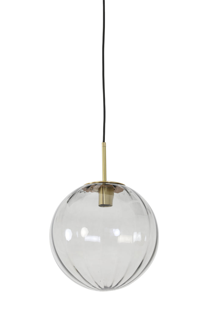 Light & Living - Hanglamp 'Magdala' (Maat S, Glas, Lichtgrijs & Goud)