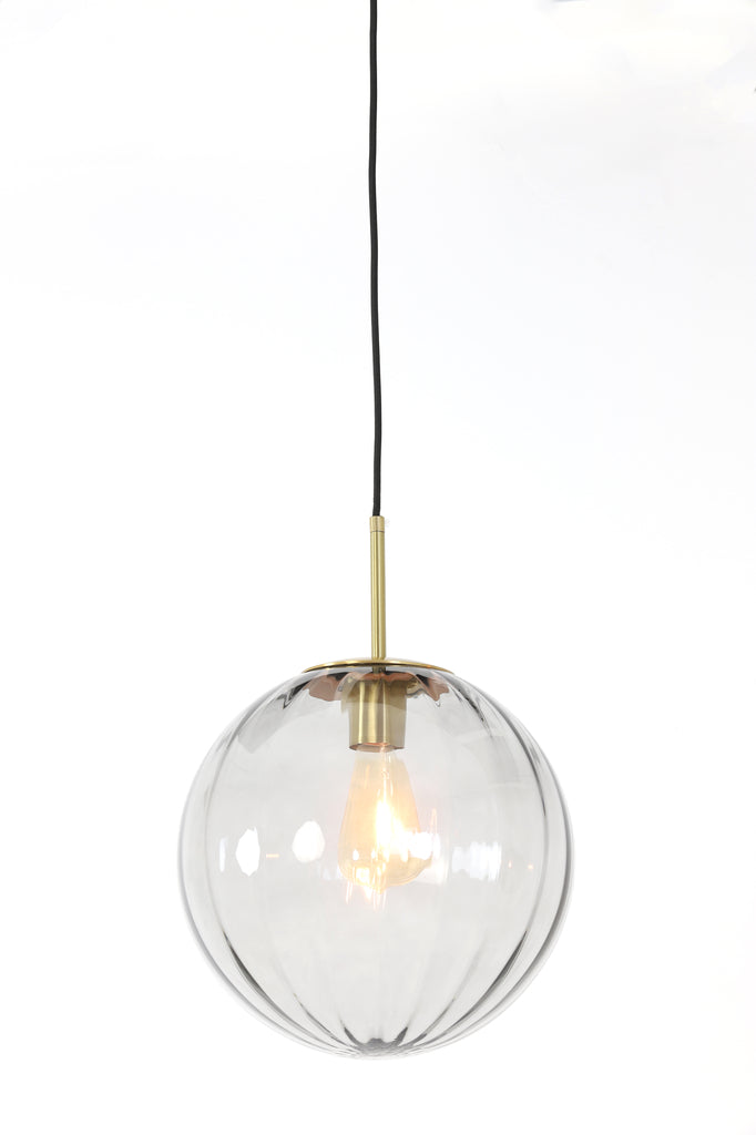 Light & Living - Hanglamp 'Magdala' (Maat S, Glas, Lichtgrijs & Goud)