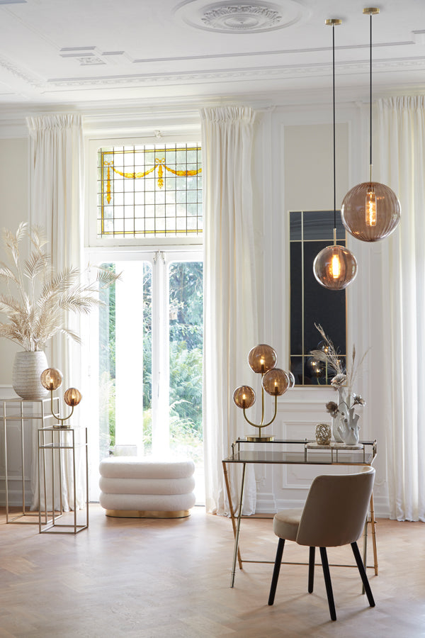 Light & Living - Hanglamp 'Magdala' (Maat M, Glas, Bruin & Goud)