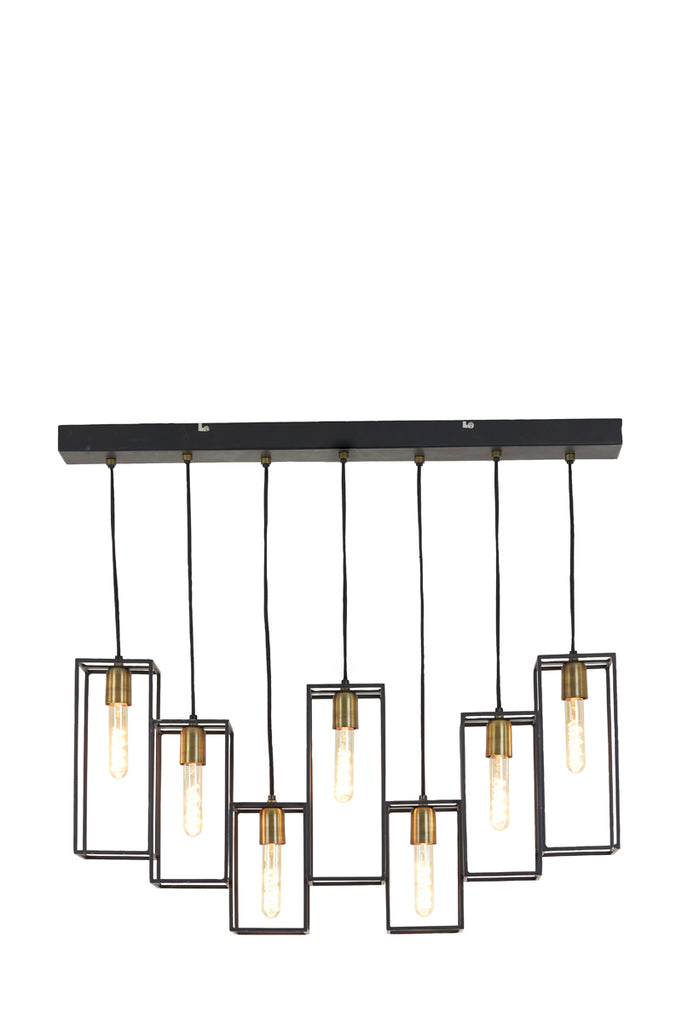 Light & Living - Hanglamp 'Marley' (7 stuks, Matzwart & Antique Bronze)