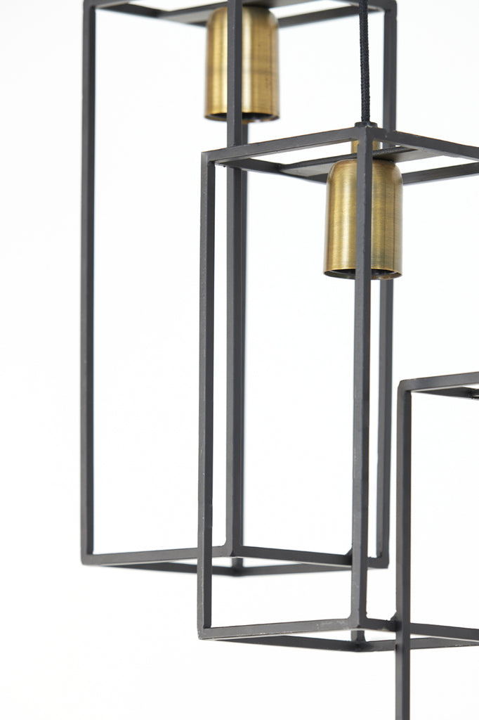 Light & Living - Hanglamp 'Marley' (7 stuks, Matzwart & Antique Bronze)