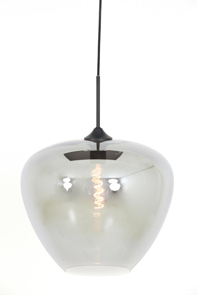 Light & Living - Hanglamp 'Mayson' (Rookglas, Matzwart)