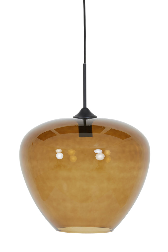 Light & Living - Hanglamp 'Mayson' (Glas, Bruin & Zwart)