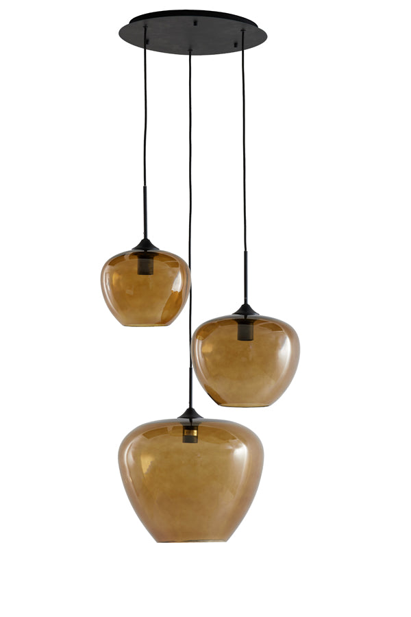 Light & Living - Hanglamp 'Mayson' (3 stuks, glas, Bruin & Matzwart)