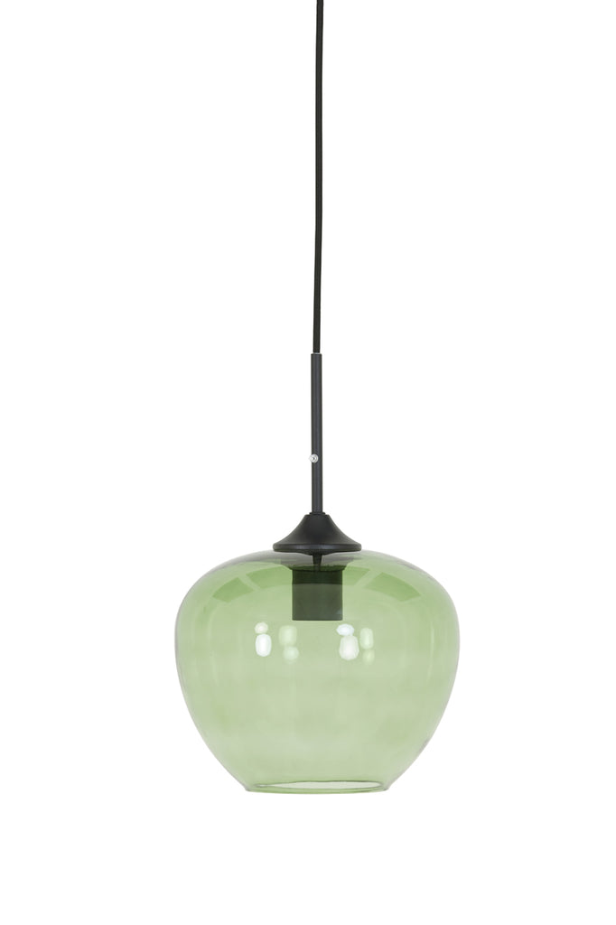 Light & Living - Hanglamp 'Mayson' (Maat S, Glass Green & Matzwart)