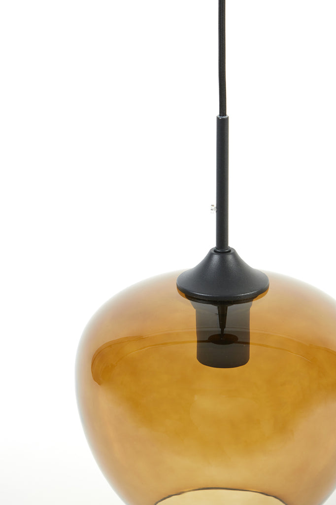 Light & Living - Hanglamp 'Mayson' (Maat S, Glass Brown & Black)