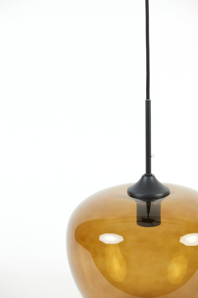 Light & Living - Hanglamp 'Mayson' (Maat M, Glass Brown & Black)