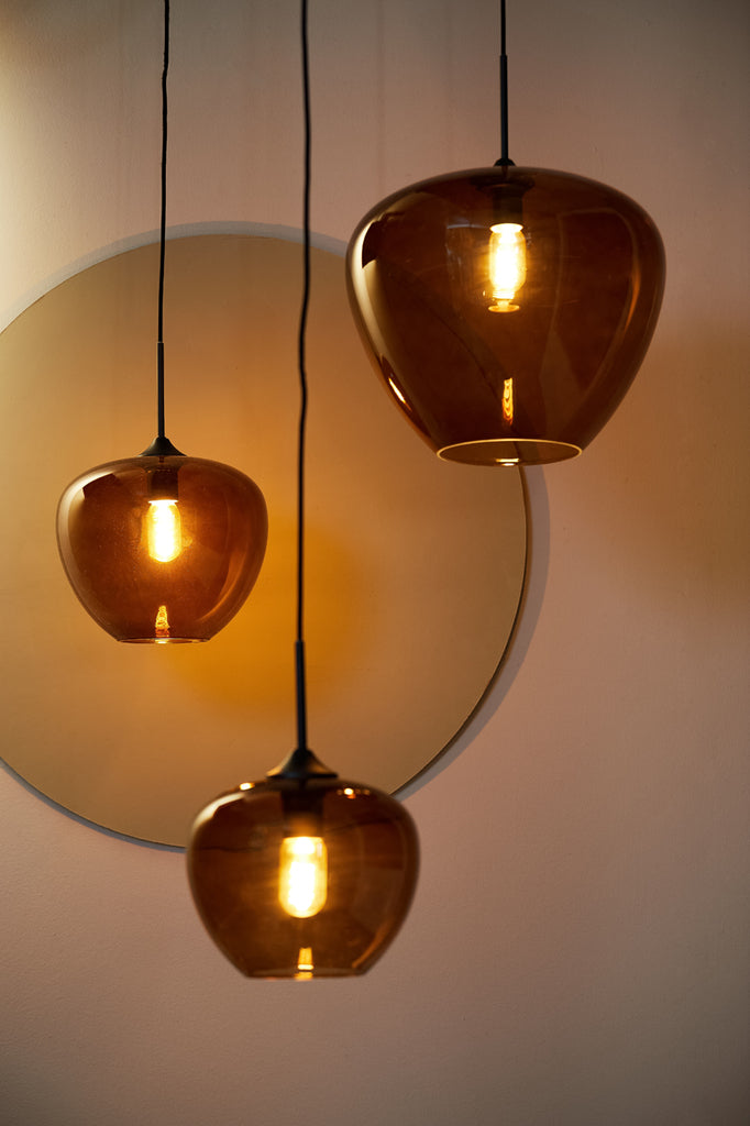 Light & Living - Hanglamp 'Mayson' (Maat M, Glass Brown & Black)