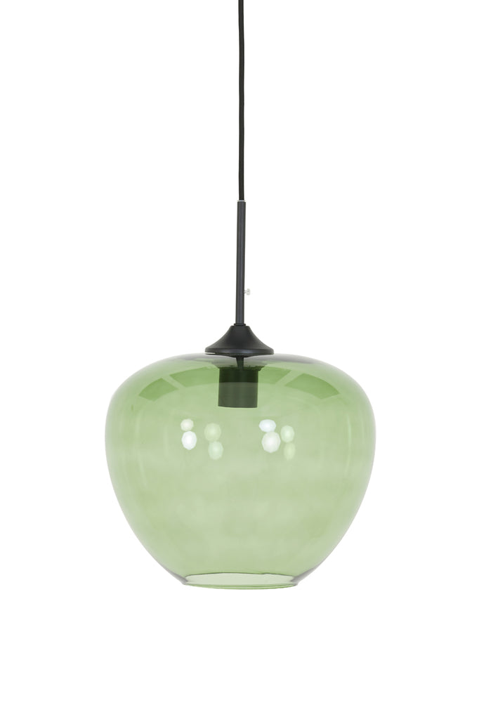 Light & Living - Hanglamp 'Mayson' (Maat M, Glass Green & Matzwart)