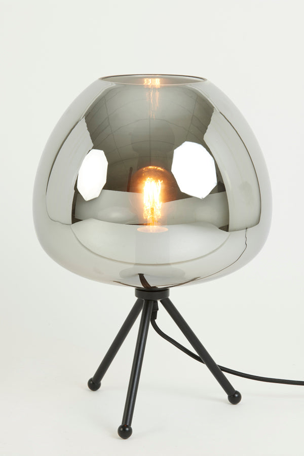 Light & Living - Tafellamp 'Mayson' (Smoked Glass & Matzwart)