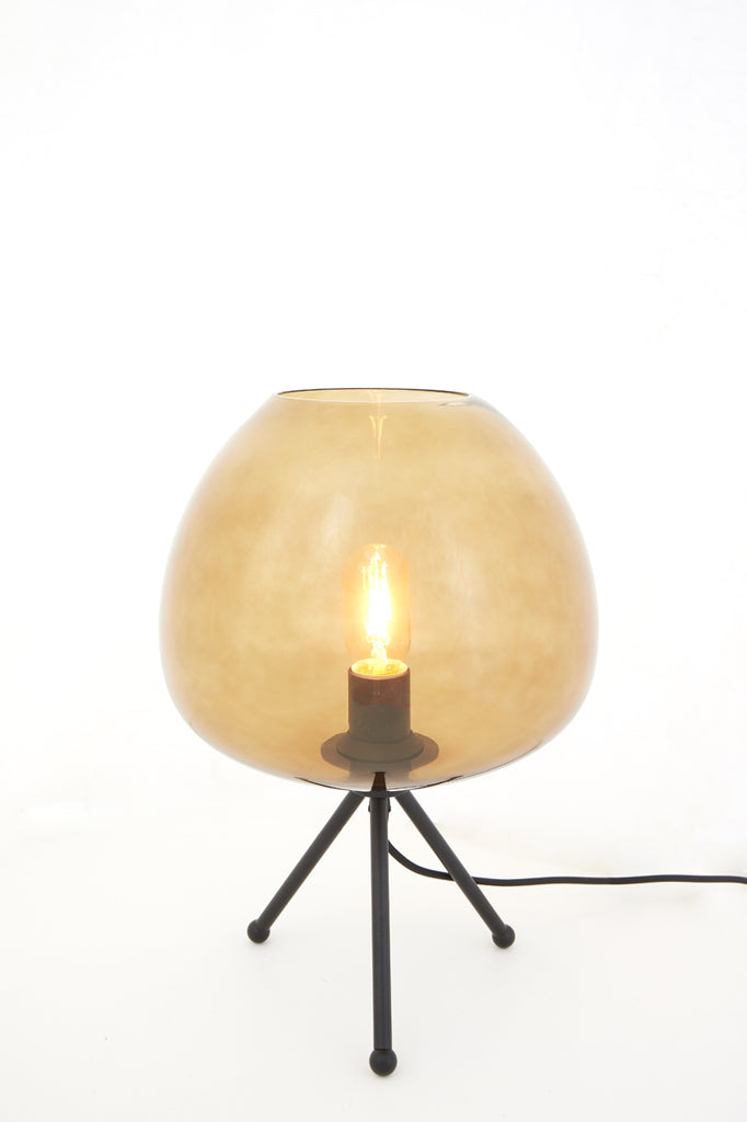 Light & Living - Tafellamp 'Mayson' (Glass Brown & Matzwart)