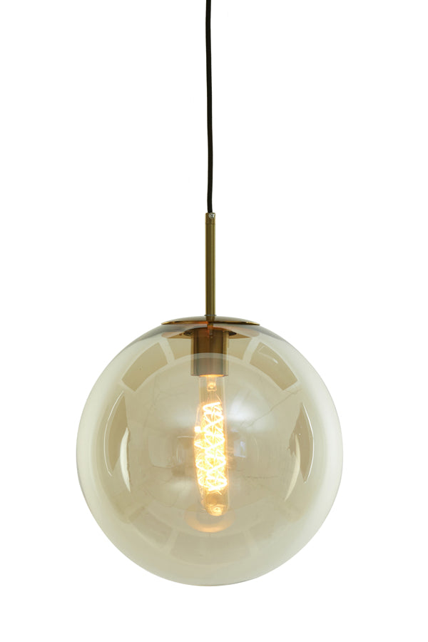 Light & Living - Hanglamp 'Medina' (40cm, Glas, Antique Bronze & Amber)