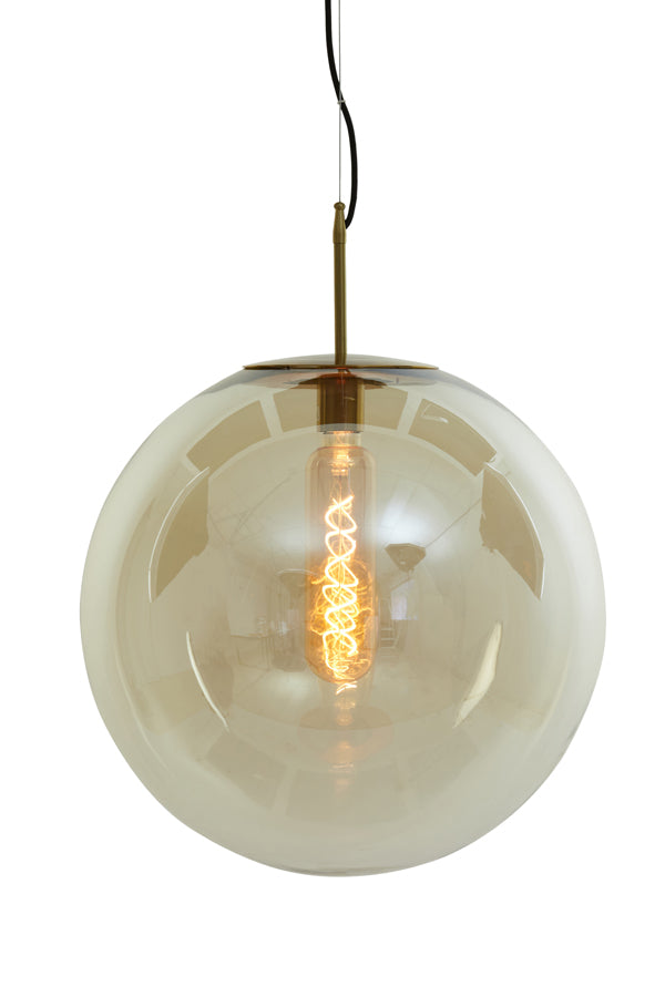 Light & Living - Hanglamp 'Medina' (48cm, Glas, Antique Bronze & Amber)