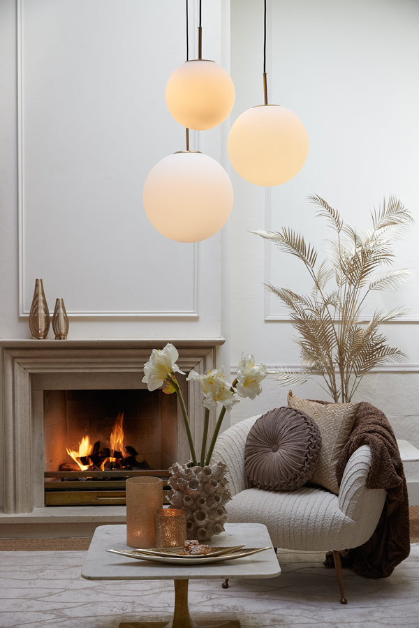 Light & Living - Hanglamp 'Medina' (25cm, Glas, Antique Bronze & Matt White)