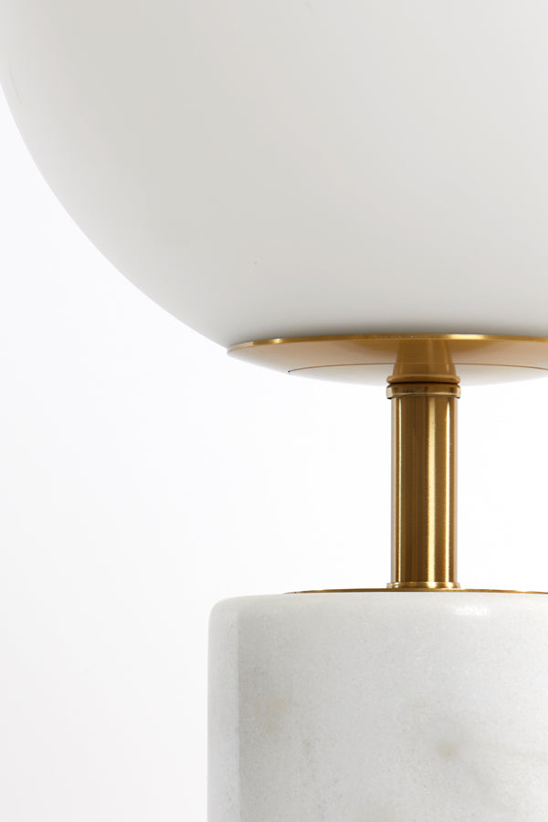 Light & Living - Tafellamp 'Medina' (Maat M, Antique Bronze & Glass Matt White)