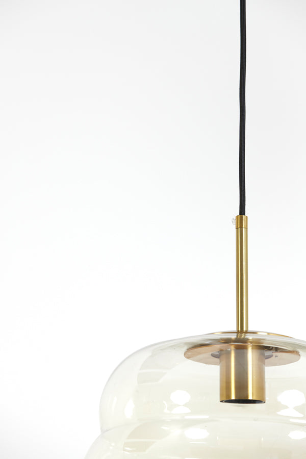 Light & Living - Hanglamp 'Misty' (Maat S, Glas, Amber & Goud)