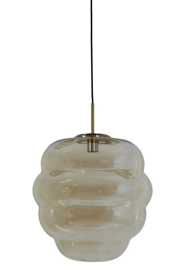 Light & Living - Hanglamp 'Misty' (Maat M, Glas, Amber & Goud)