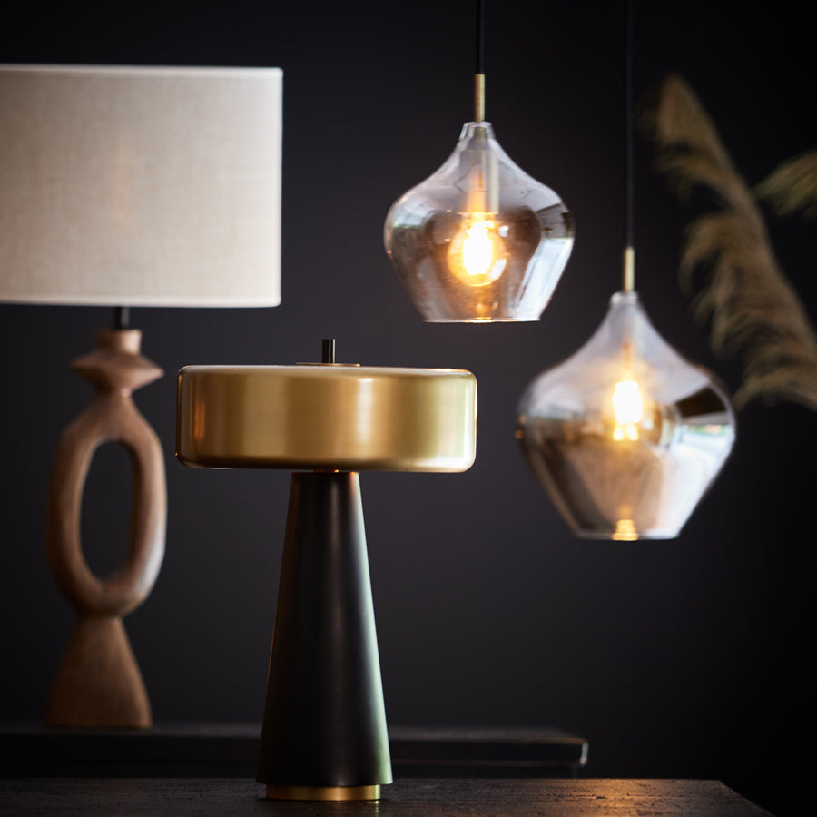 Light & Living - Tafellamp 'Nagai' (Matzwart & Antique Bronze)