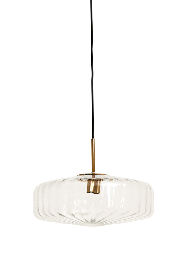 Light & Living - Hanglamp 'Pleat' (Maat M, Glas, Helder & Goud)