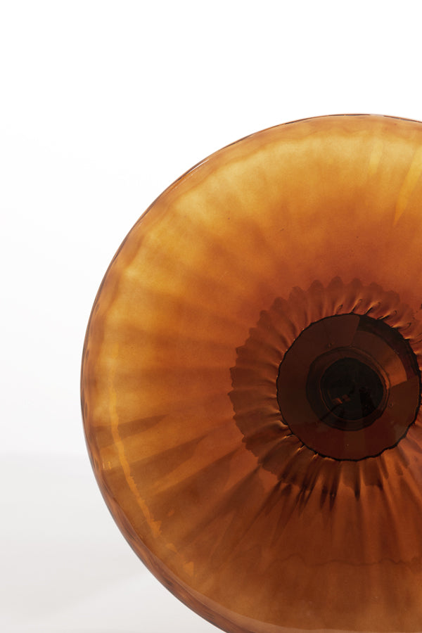 Light & Living - Tafellamp 'Pleat' (Maat L, Glass Brown & Gold)