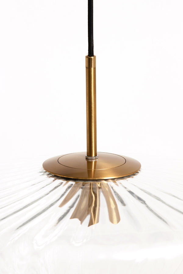 Light & Living - Hanglamp 'Pleat' (Maat M, Glas, Helder & Goud)