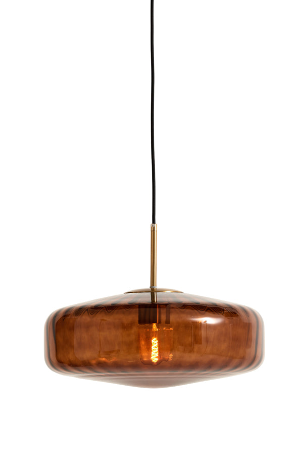 Light & Living - Hanglamp 'Pleat' (Maat L, Glas, Bruin & Goud)