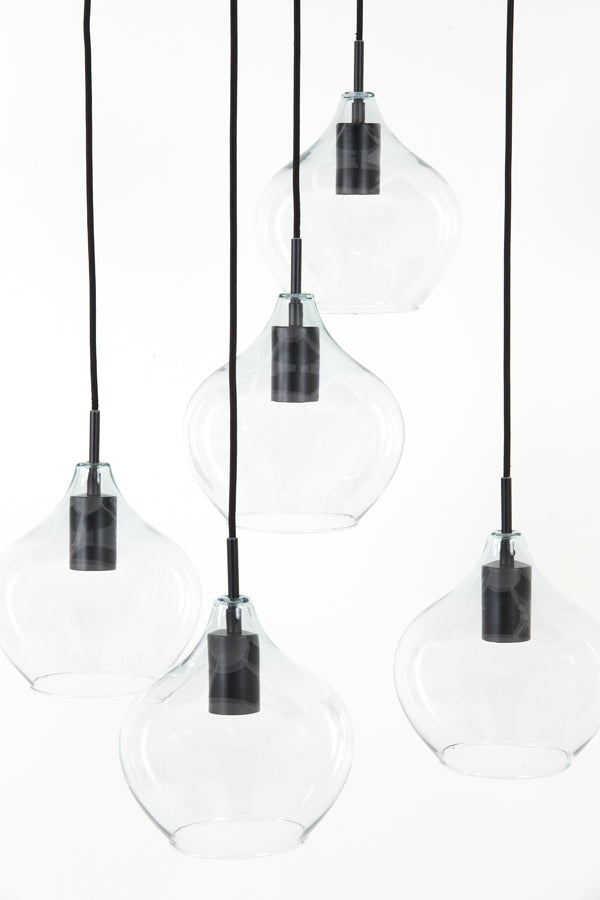 Light & Living - Hanglamp 'Rakel' (5 stuks, Matzwart & Helder)