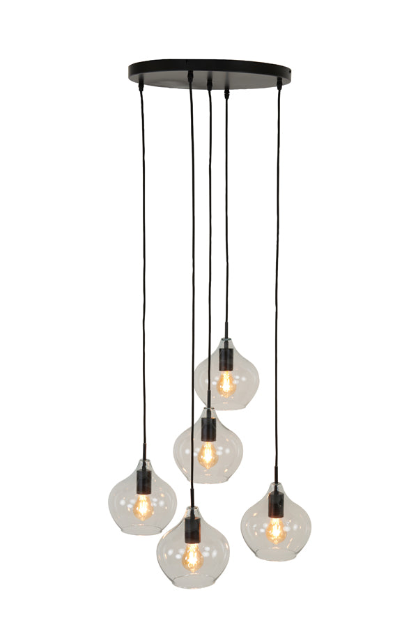 Light & Living - Hanglamp 'Rakel' (5 stuks, Matzwart & Helder)