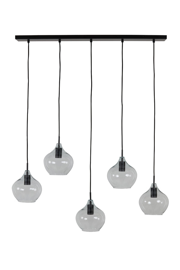 Light & Living - Hanglamp 'Rakel' (5 stuks, glas, Matzwart & Helder)