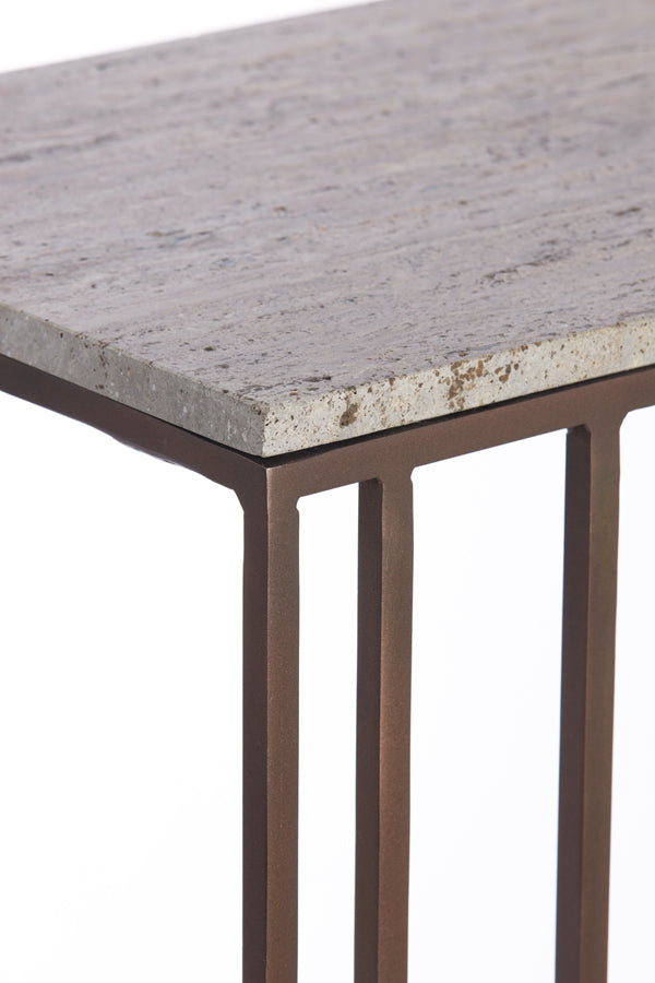 Light & Living - Bijzettafel 'Roshan' (Travertine Brown & Dark Brown)