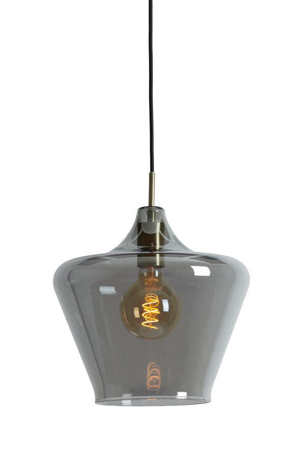 Light & Living - Hanglamp 'Solly' (Maat L, Antique Bronze & Smoked Glass)