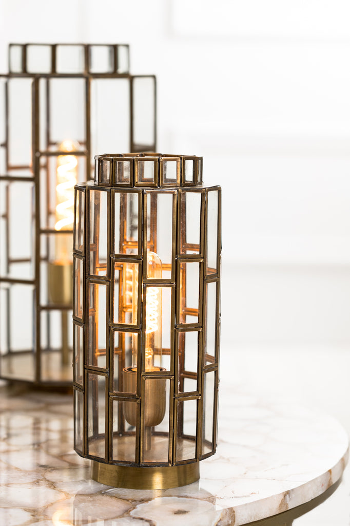 Light & Living - Tafellamp 'Sstrene' (Antique Bronze & Glass)