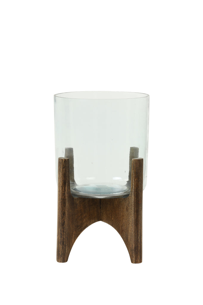 Light & Living - Vaas 'Jace' (Glass & Wood Brown)