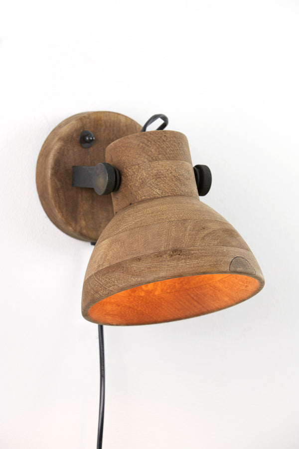 Light & Living - Wandlamp 'Ilanio' (Hout, Bruin & Matzwart)