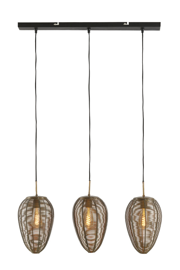 Light & Living - Hanglamp 'Yaelle' (Maat L, 3 stuks, Antique Bronze & Matzwart)