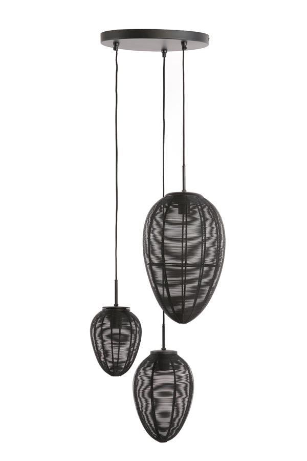 Light & Living - Hanglamp 'Yaelle' (Maat M, 3 stuks, Matzwart)