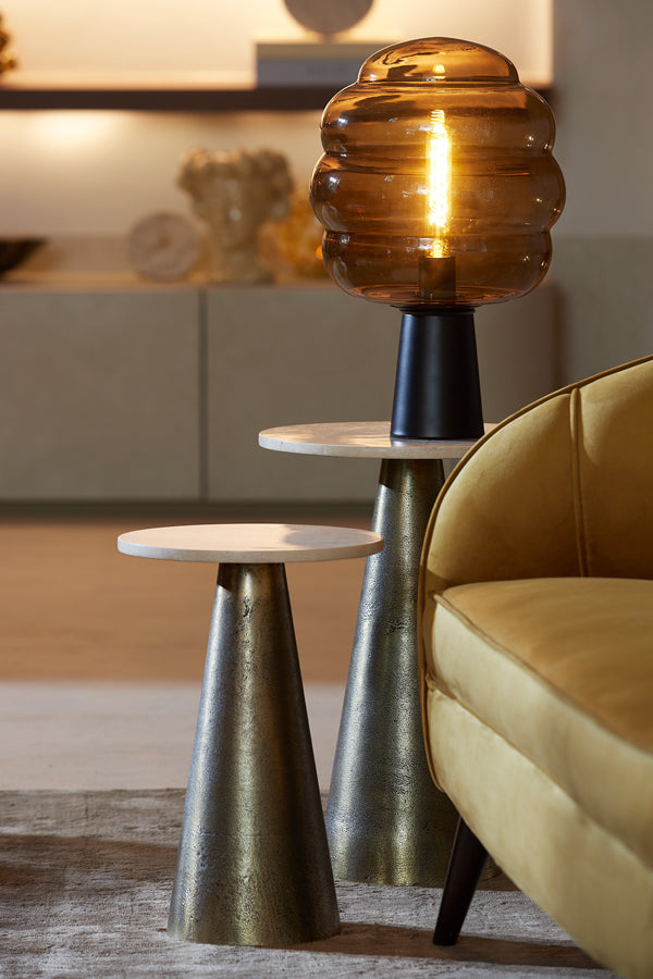 Light & Living - Bijzettafel 'Ynez' (Travertine Sand & Antique Bronze)