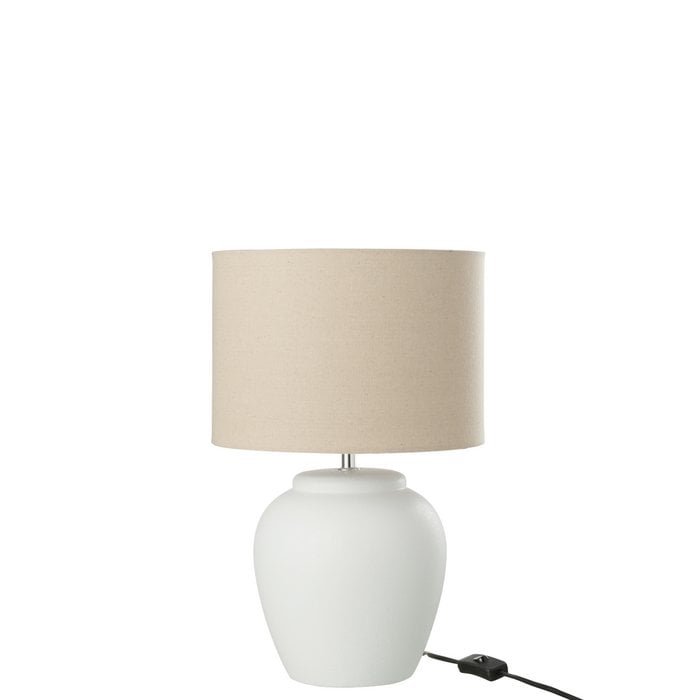 J-Line - Lamp met linnen kap 'Meli' (Wit, Maat S)