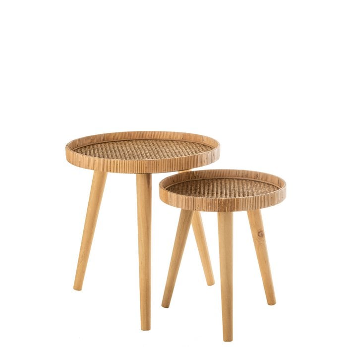 J-Line - Bijzettafel 'Tripod' (Set van 2, Naturel)