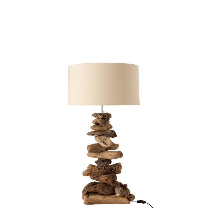 J-Line - Lamp met kap 'Drijfhout' (Naturel/Beige, Maat S)