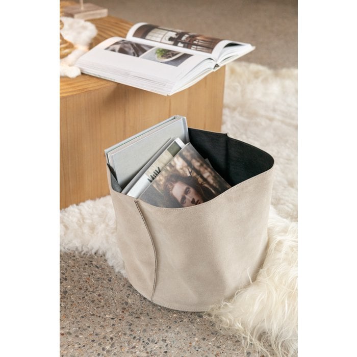 J-Line - Opbergmand 'Laag Leder' - Beige