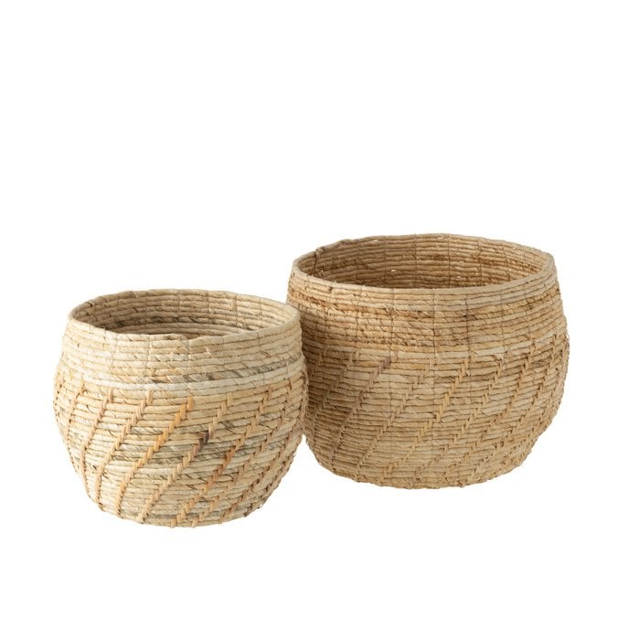 J-Line - Manden 'Raffael' (Raffia, Naturel, Set van 2)